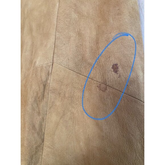 Vintage 70s Suede & Leather Tan Cape Coat Sz Small Retro Boho Mod w/FLAWS - Picture 15 of 16